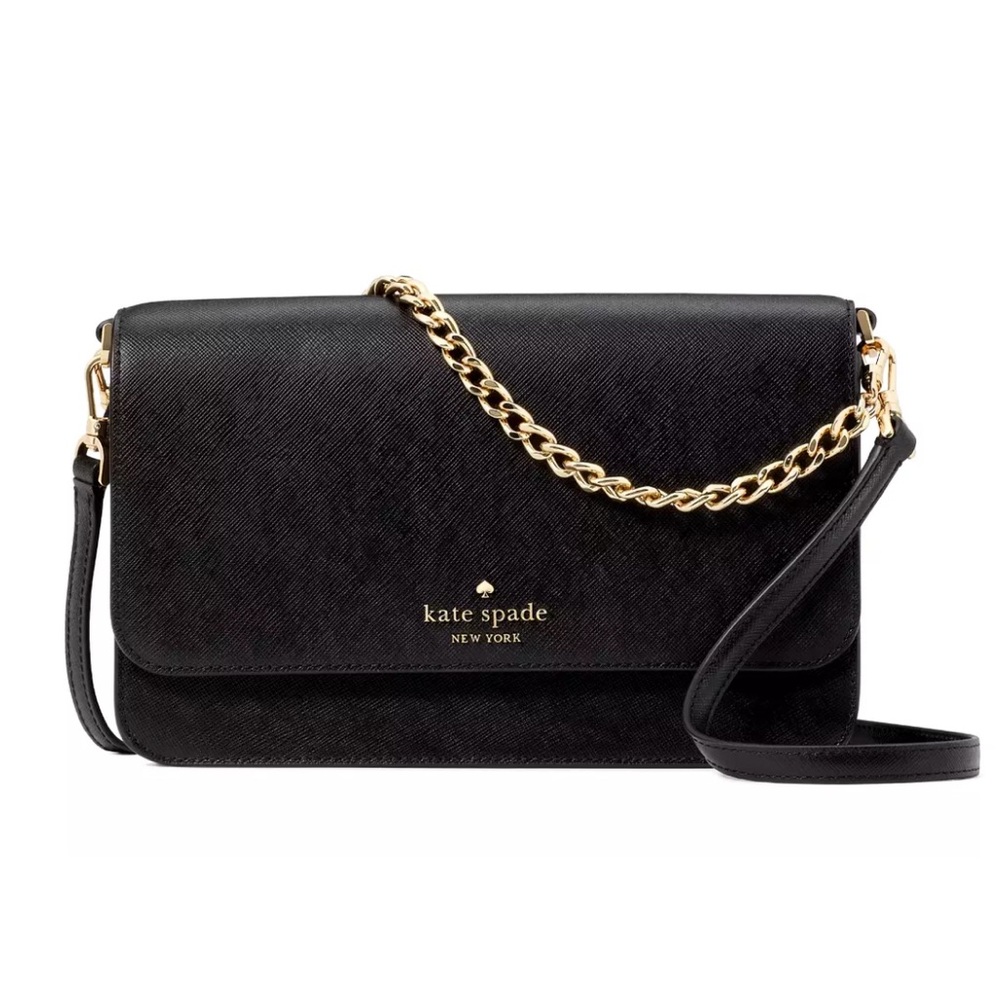New Kate Spade Madison Medium Flap Convertible Crossbody Black